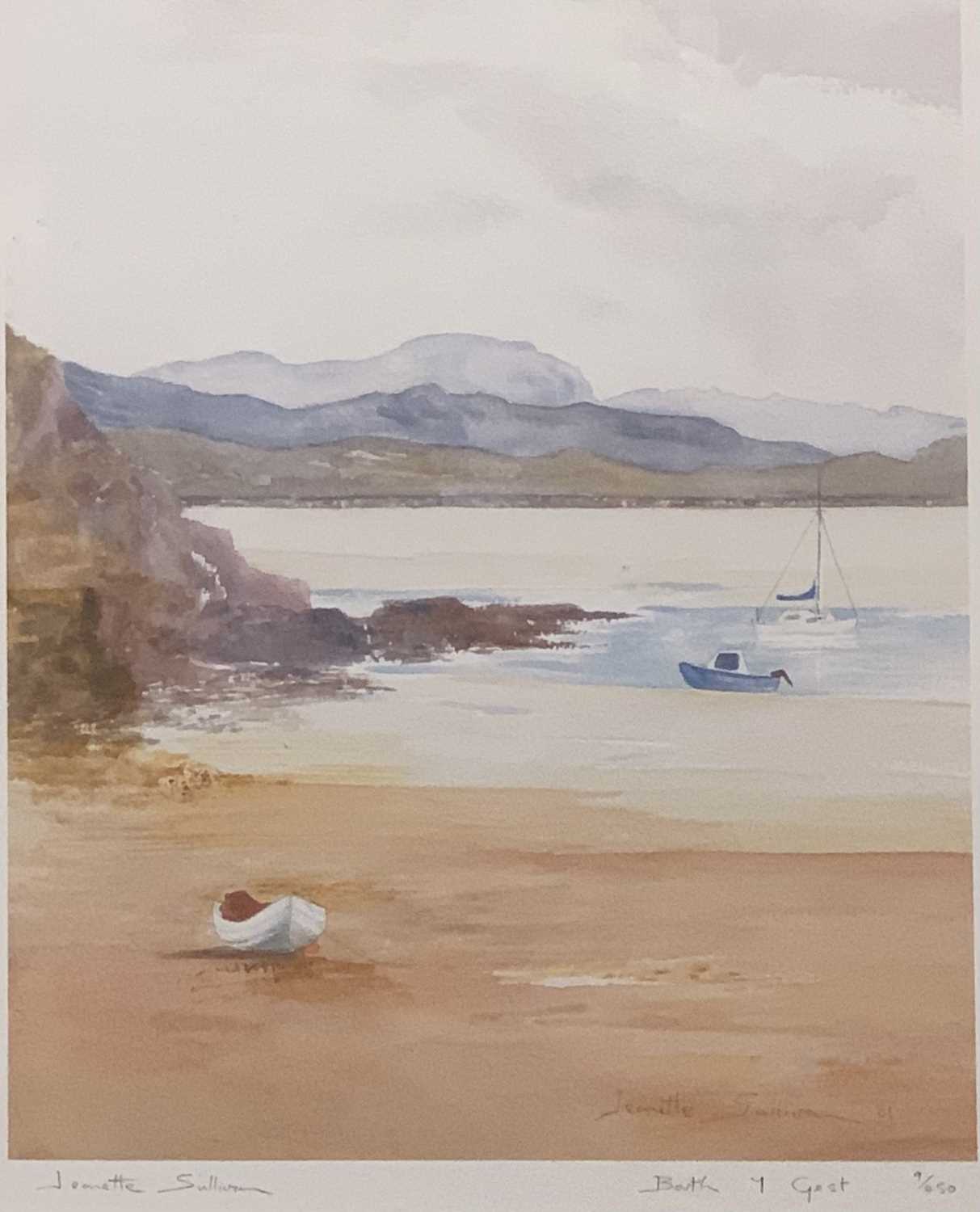 JEANETTE SULLIVAN limited edition coloured print (9/450) - Borth y Gest, signed, titled and numbered