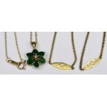 9CT GOLD JEWELLERY - 4 items to include a fine link necklace and matching bracelet set, 39cm and