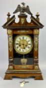 AN AMERICAN MANTEL CLOCK - Late 19th Century, mahogany and pine case with brass mounts, glazed