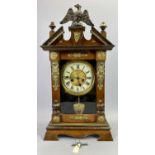 AN AMERICAN MANTEL CLOCK - Late 19th Century, mahogany and pine case with brass mounts, glazed