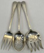GORHAM AMERICAN STERLING SILVER 3 PIECE SERVER SET of pierced bowl fork and spoon along with a