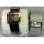 LADY'S DESIGNER WRISTWATCHES (2) - to include an Accu 2 Bling bangle type wristwatch set with