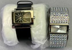 LADY'S DESIGNER WRISTWATCHES (2) - to include an Accu 2 Bling bangle type wristwatch set with