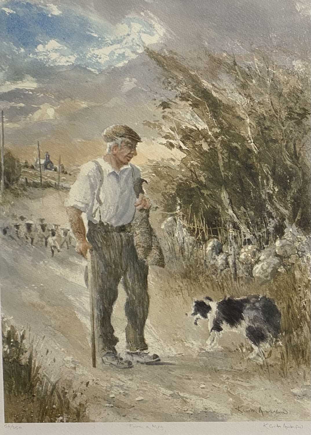 WELSH ARTISTS - KEITH ANDREW (3) - 1. Limited edition print (56/350) - farmer with sheepdog, - Image 4 of 5