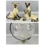 COUNTRY ARTIST MODEL OF A PAIR OF SIAMESE CATS and another similar model, 24cms the tallest, and,