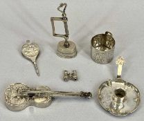 CONTINENTAL SILVER/WHITE METAL NOVELTY ITEMS (6) - a model of a guitar embossed with figures and