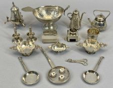 DUTCH SILVER & OTHER NOVELTIES/MINIATURES, 15 ITEMS along with an embossed pattern pedestal drinking