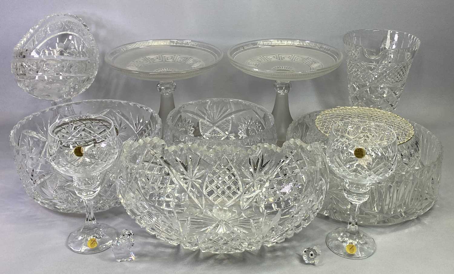 CUT GLASSWARE - to include rose bowl, 18cms diameter, water pitcher, 21cms H, fruit bowl, 23cms