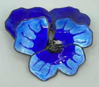 LARGE NORWEGIAN DAVID ANDERSEN STERLING SILVER - ENAMEL FLOWER BROOCH - 48 x 45mm, 20.5grms (J4)