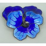 LARGE NORWEGIAN DAVID ANDERSEN STERLING SILVER - ENAMEL FLOWER BROOCH - 48 x 45mm, 20.5grms (J4)