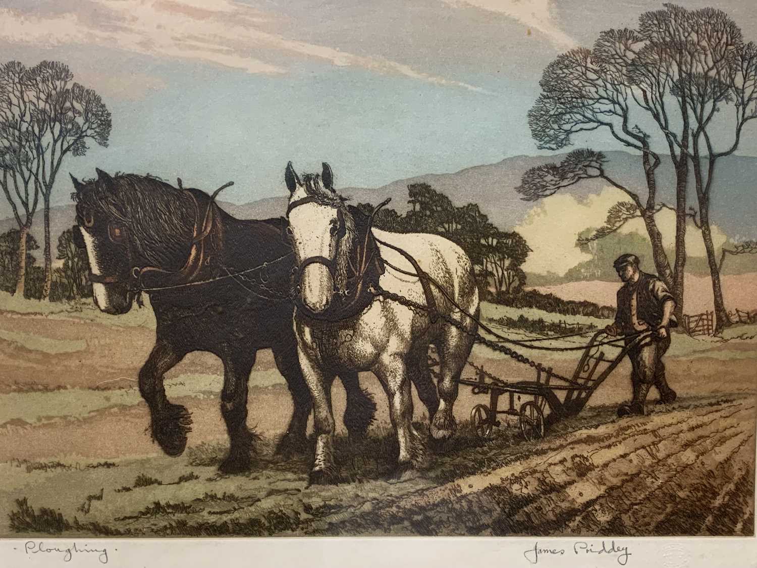 JAMES PRIDDEY British 1916 - 1980 artist's proof colour prints, a pair - ploughing and reaping, - Image 4 of 5