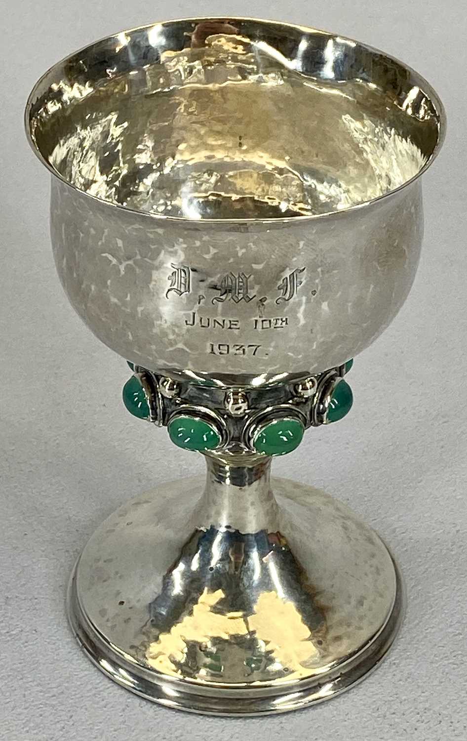 ARTS & CRAFTS BEATEN SILVER GOBLET - London 1910, Makers Omar Ramsden & Alwyn Carr, beaten visible