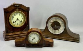 MANTEL CLOCKS (3) - an American example, 'The Ansonia Clock Company, New York', arched oak case, the