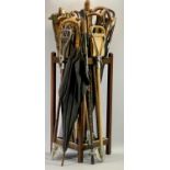 ANTIQUE & LATER WALKING STICKS - a collection, some with silver mounts, an Indian sword stick and