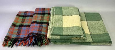 MACNAB TRAVEL RUG - tartan style wool rug, red, blue and green, 134 x 90cms and a Holytex all wool