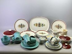 LANGLEY JAMAICA PATTERN DINNER SERVICE FOR 6 PERSONS, Carrigaline ware turquoise glazed tea