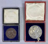 CASED MEDALLIONS (2) - to include 1837/1897 Victoria Diamond Jubilee silver medallion, 56mm