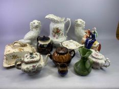 MIXED STAFFORDSHIRE & OTHER POTTERY - 19th Century flatback equestrian figure 'Empress of France',