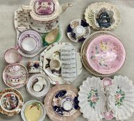 CERAMICS ASSORTMENT - 19th Century and later including Sunderland lustre teapot, cup and saucer