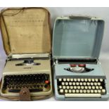 AN OLIVETTI LETTERA 22 VINTAGE PORTABLE TYPEWRITER - in canvas and leather case with a Brother