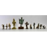 INDONESIAN MINIATURES CAST METAL FIGURES (11) - some painted, 13cms H the tallest, ETC