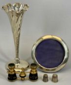 SMALL SILVER & OTHER COLLECTABLES GROUP - to include a Chester silver trumpet vase, 1898, Maker