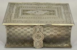HIGHLY DECORATIVE & UNUSUAL SILVER PLATED TABLE BOX - in the form of a book with hinged clip clasp
