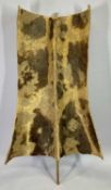TURKANA/DINKA TRIBAL SHIELD - possibly zebra skin with bound wooden handle, 64 x 34cms overall