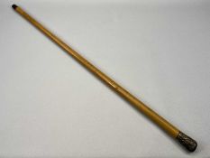 CHINESE DESIGN WHITE METAL TOPPED MALACCA WALKING CANE - 82cms L