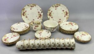 STAFFORDSHIRE TEA SERVICE - Late 19th Century, cream glazed and decorated with poppies, gilded
