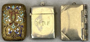 SILVER & OTHER VESTA CASES (3) - Birmingham 1899 example, plain form with initial monogram to the