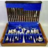 ELKINGTON CANTEEN OF SILVER PLATED CUTLERY - 83 pieces in a teak case