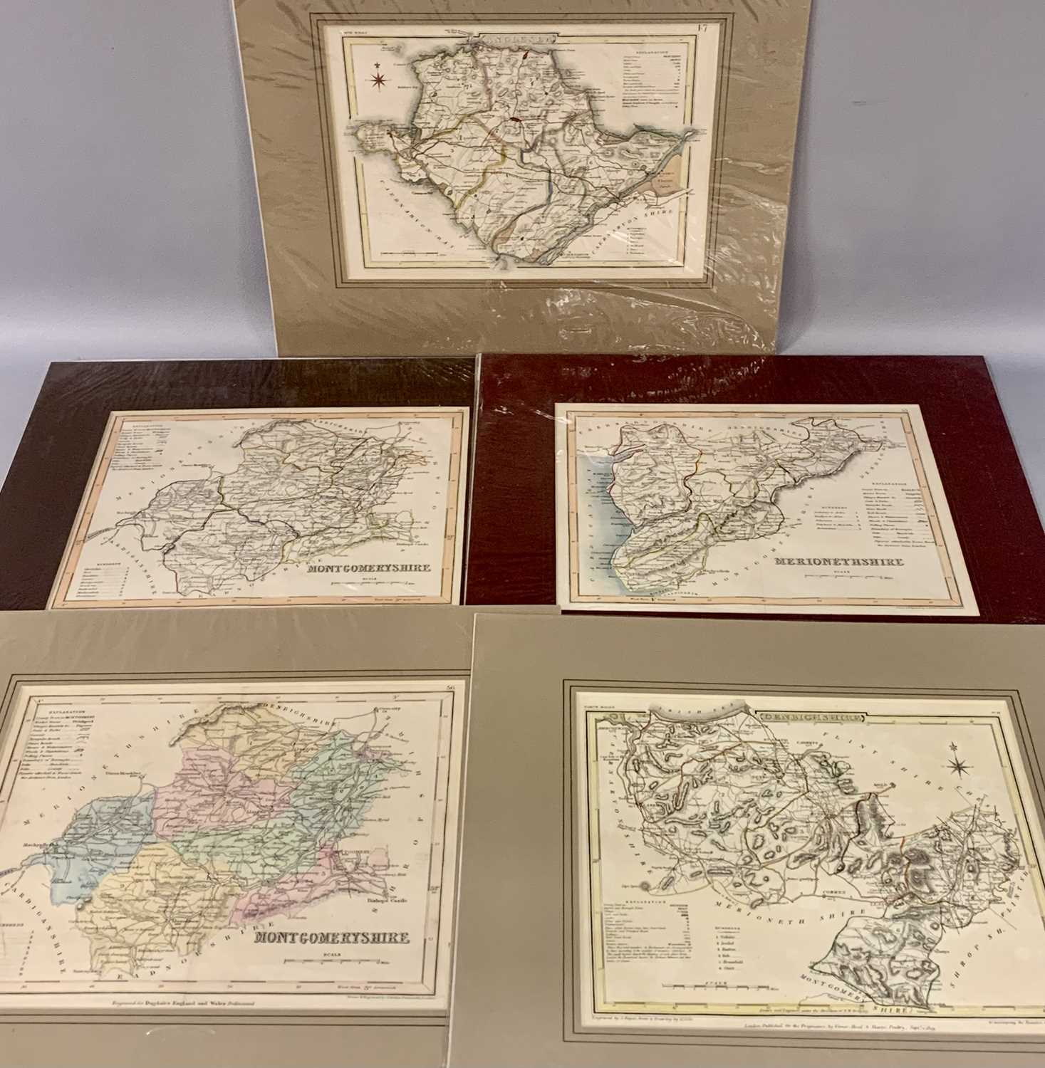 MAPS - antiquarian (10), Counties of Wales, unframed but mounted, typical size including mount 30 - Image 2 of 3