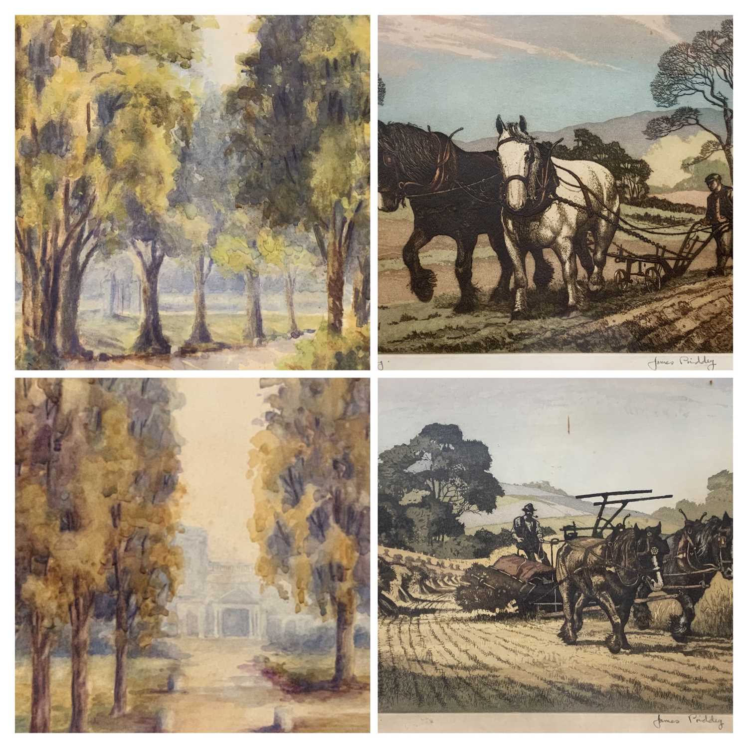 JAMES PRIDDEY British 1916 - 1980 artist's proof colour prints, a pair - ploughing and reaping,