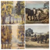 JAMES PRIDDEY British 1916 - 1980 artist's proof colour prints, a pair - ploughing and reaping,