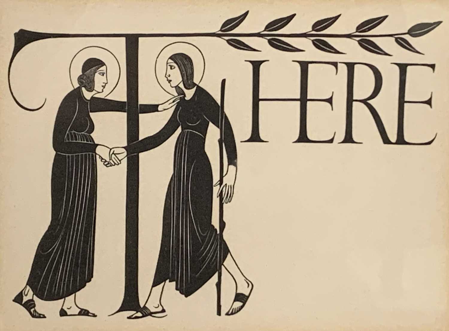 ERIC GILL a linocut - 'The Visitation', an illustration to Luke No 5, David and Sue Potter, - Image 2 of 4