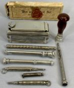 WILLIAM IV & LATER SILVER & WHITE METAL WRITING/DESK ITEMS - a London 1836 silver topped rectangular