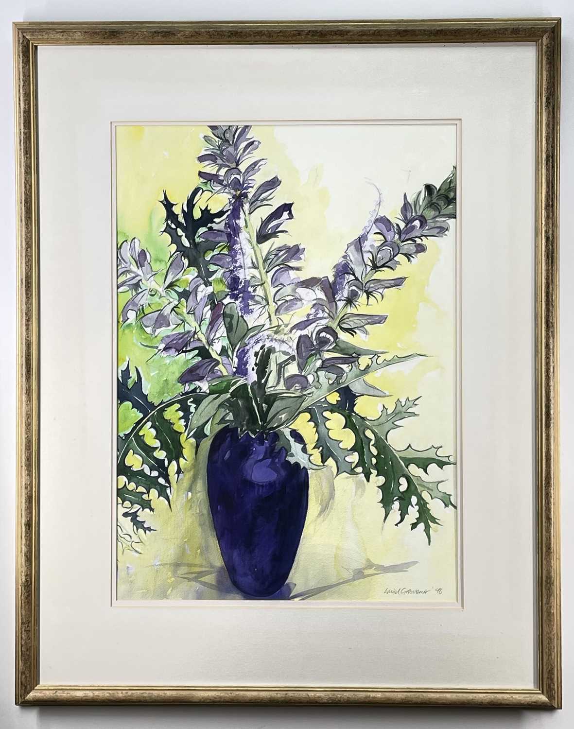 DAVID GROSVENOR watercolour - still life of vase of flowers, signed and dated 1996, 70 x 50cms - Image 2 of 2