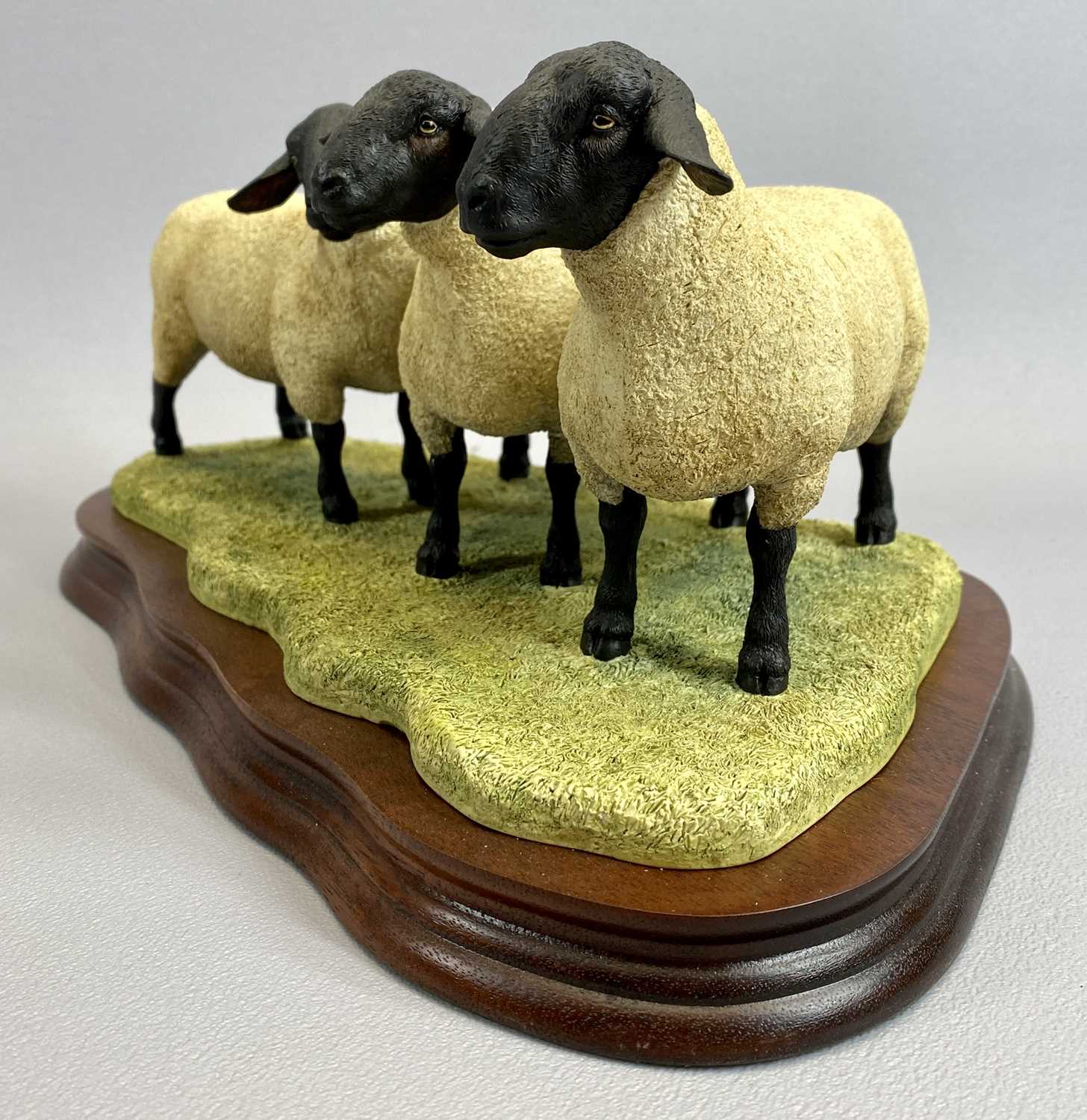 BORDER FINE ARTS FIGURE - Suffolk Family Group, B0197, on wooden stand, 15cms H, boxed - Image 2 of 3