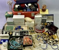 COSTUME JEWELLERY & ASSOCIATED ITEMS - to include bead necklaces, brooches, hat pins, empty