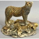 BORDER FINE ARTS FIGURE - 'Endangered Species, leopard and cub', RW23, 11cms H, boxed