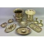 EPNS & OTHER PLATED TABLEWARE - to include a plate on copper, Campana style bottle cooler and one