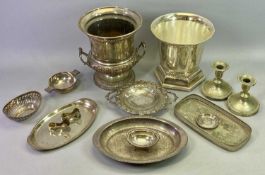 EPNS & OTHER PLATED TABLEWARE - to include a plate on copper, Campana style bottle cooler and one