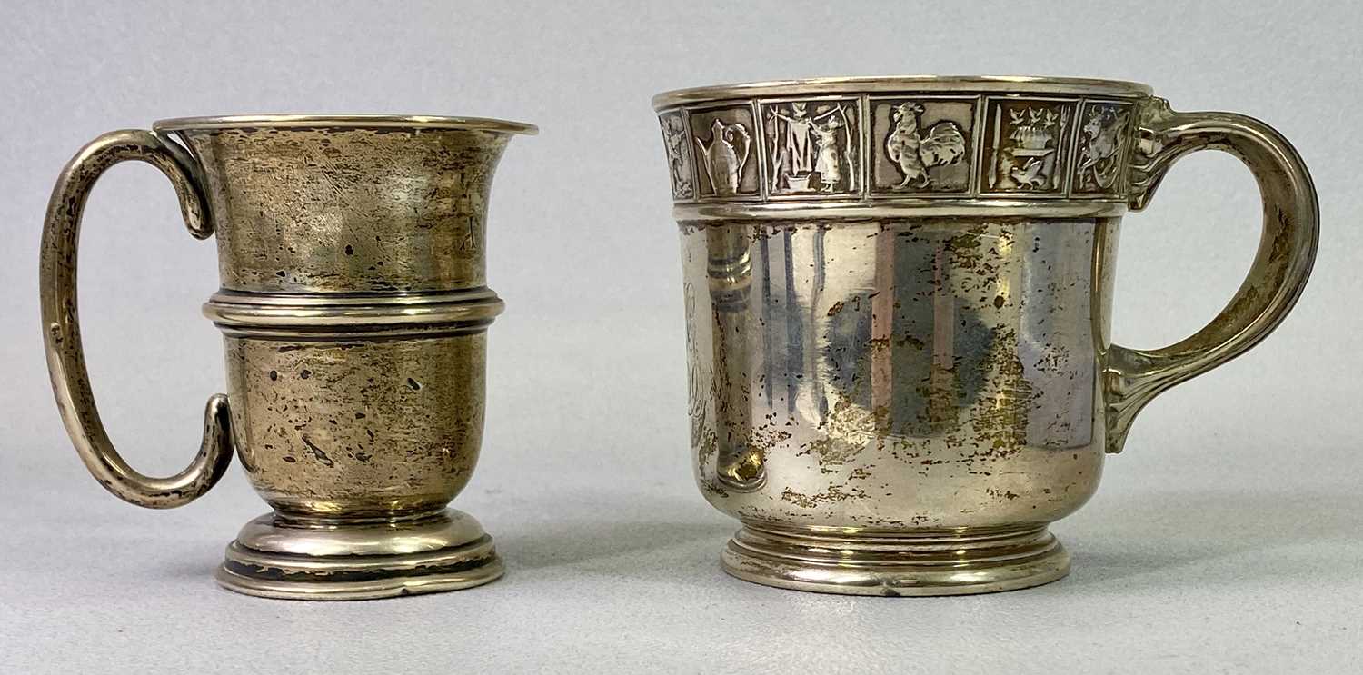 CHILD'S SILVER CHRISTENING TANKARD & A MUG - Birmingham 1924, indistinct maker's mark and 'Gorham