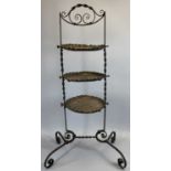 LATE 19TH CENTURY AESTHETIC STYLE 3 TIER CAKE STAND - with wrought iron frame and embossed copper