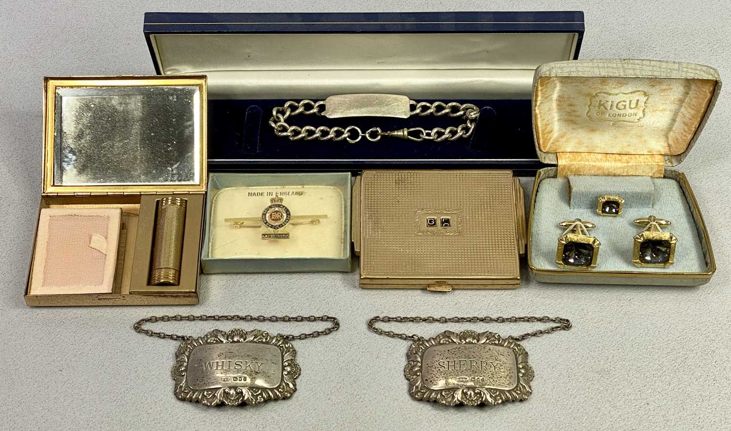 SMALL SILVER - 3 items and other mixed collectables, the silver includes sherry and whisky