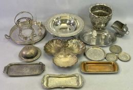 EPNS & OTHER METALWARE - to include three various candle snuffer trays, shell shaped nut dish, fruit