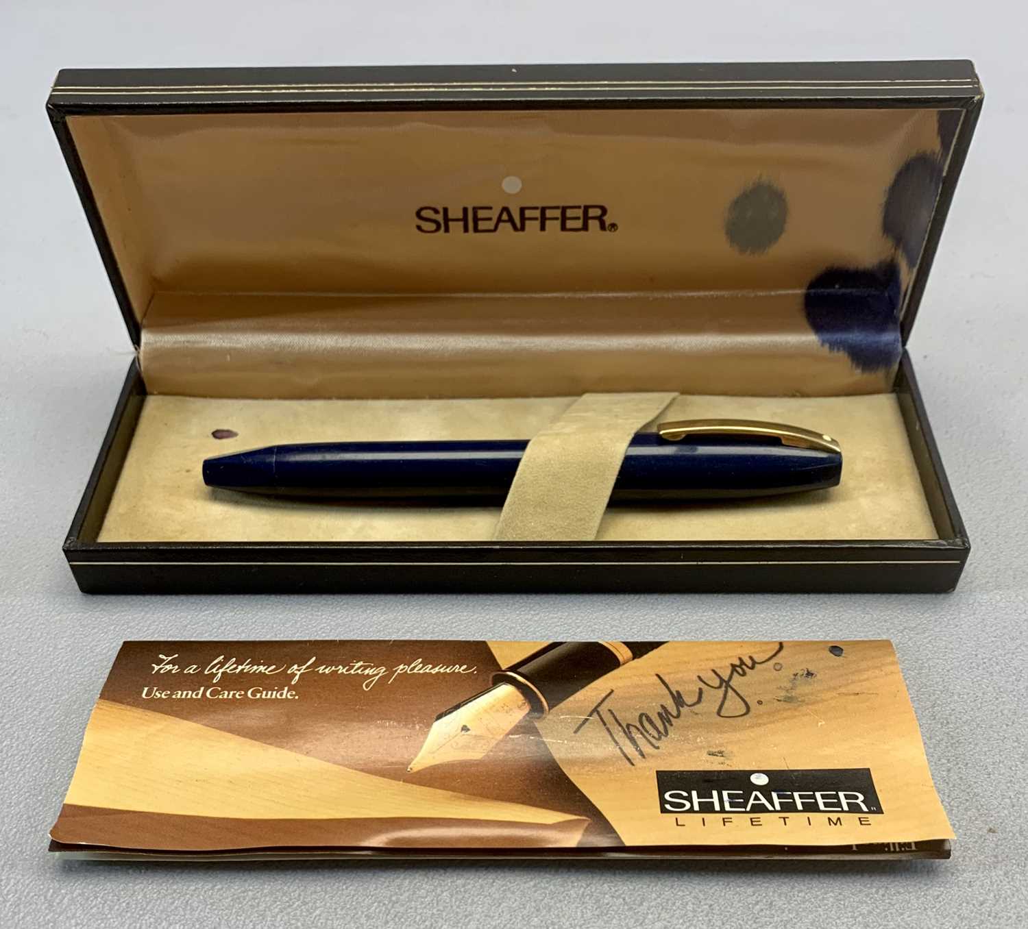 VINTAGE SHEAFFER PFM SNORKEL FILL FOUNTAIN PEN - blue with 14ct gold nib, cap with gold coloured - Image 3 of 3