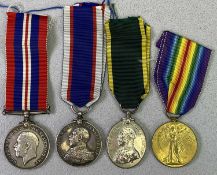 WW1 & OTHER MIXED MEDALS GROUP OF FOUR - to include a Territorial Force Efficiency medal awarded