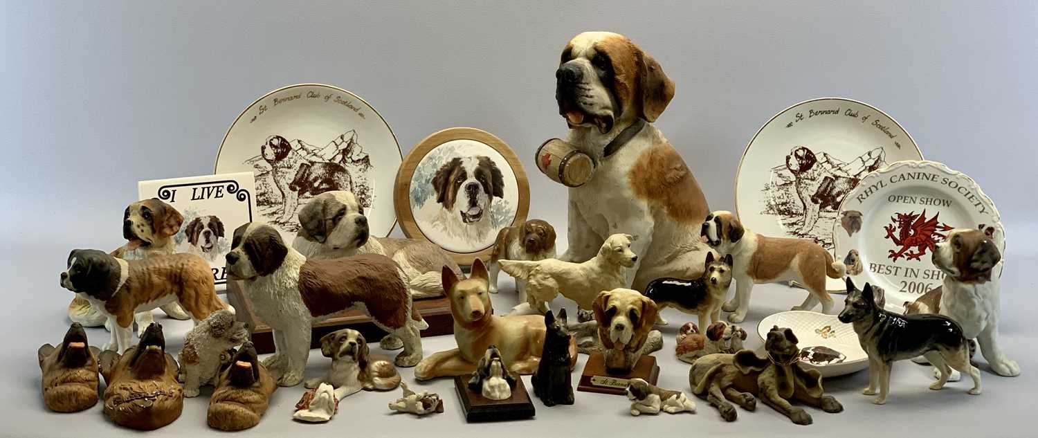ST BERNARD DOGS collection of ceramic and composite figures, other dog figures, two St Bernard